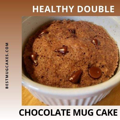 Healthy double chocolate mug cake with chocolate chips