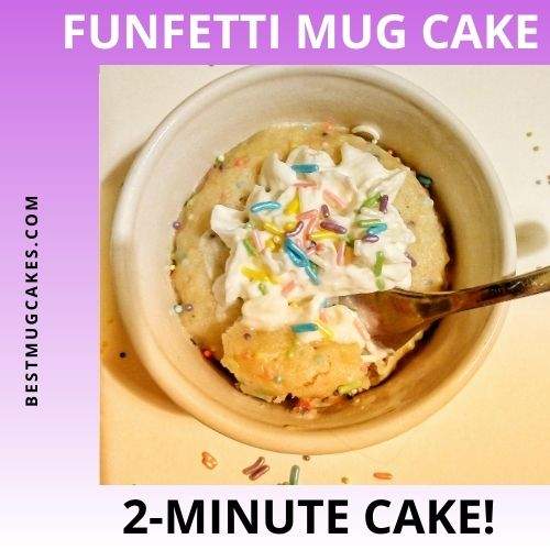 This delicious and easy funfetti mug cake is filled with rainbow sprinkles and happiness! Okay you supply the happiness but that’s how you’ll feel when you eat this single serving funfetti cake. Yummy homemade funfetti cake from scratch that only takes 2 minutes to make in the microwave, so what are you waiting for? You deserve a little treat today! #bestmugcakes #mugcakes #singleservingdesserts