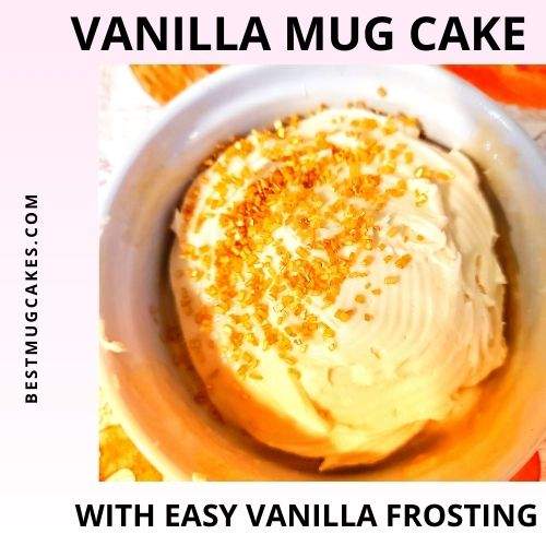 Vanilla mug cake with easy vanilla frosting (vanilla cake in a mug with sprinkles)