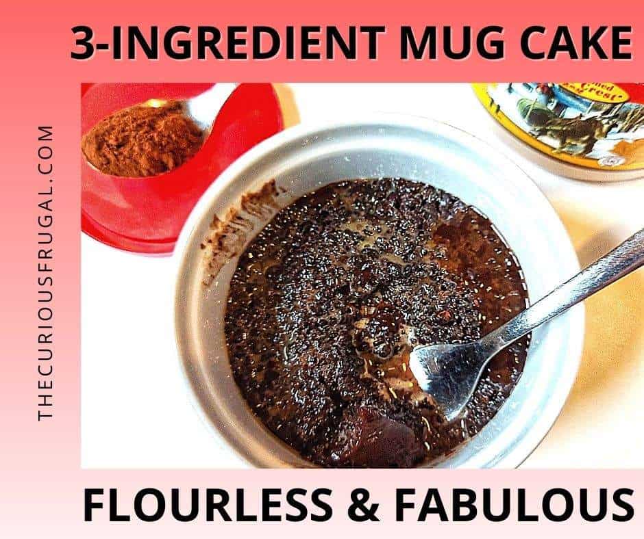 The world can always use more chocolate. This 3-ingredient mug cake is a quick way to satisfy your chocolate cravings. This healthy chocolate mug cake is flourless, refined sugar-free and oil-free too! | keto mug cakes, weight watcher recipes, single serving desserts, healthy snacks, healthy desserts, paleo desserts, gluten-free cake