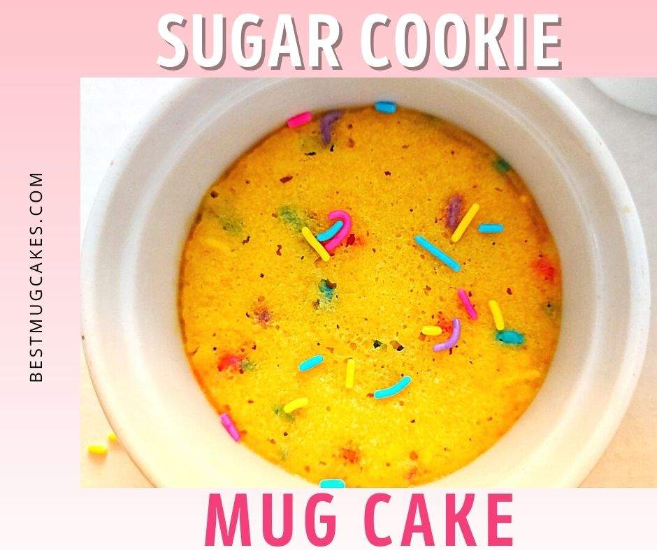 Sugar cookie mug cake with sprinkles