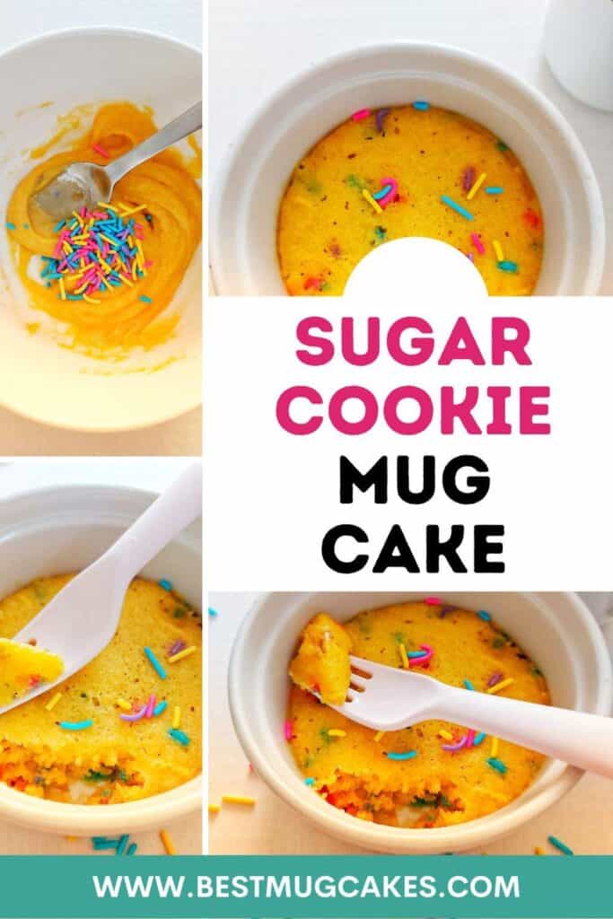 Sugar cookie mug cake with sprinkles, and sugar cookie dough
