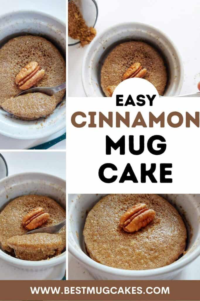 Cinnamon mug cake with pecans and cinnamon sugar