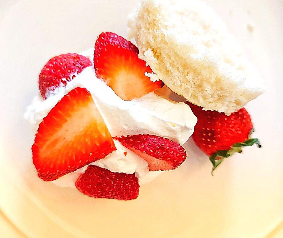 Strawberry shortcake on a plate