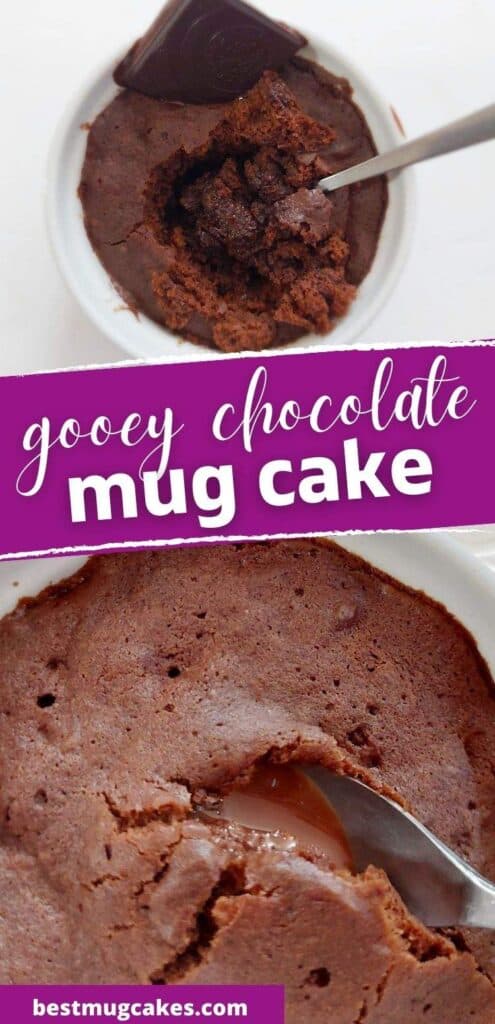 Gooey chocolate mug cake with a melted chocolate center