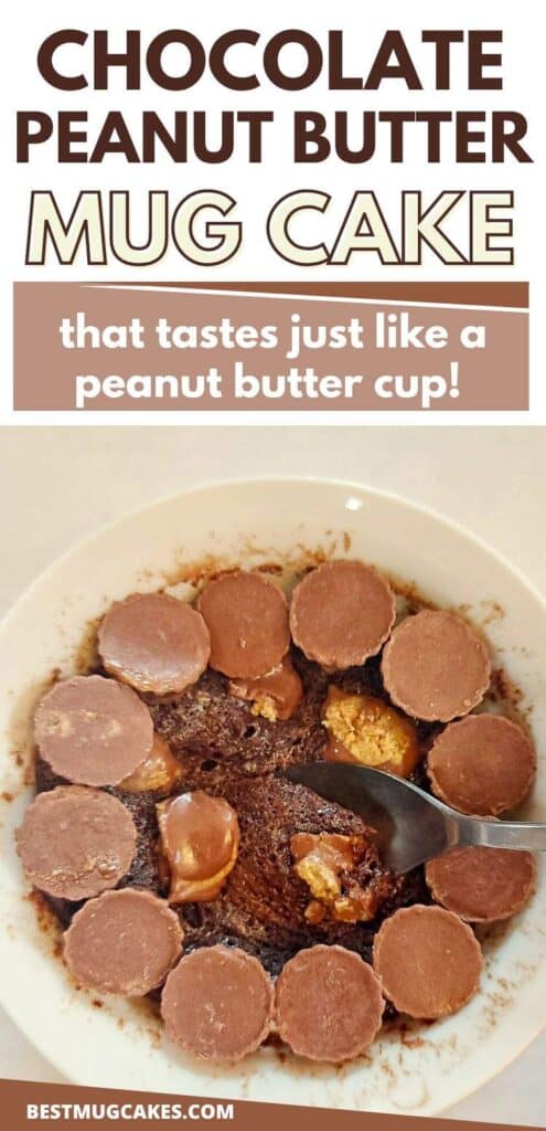Chocolate Peanut Butter Mug Cake with a spoon