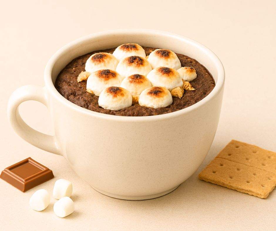 The ultimate gooey S’mores Mug Cake — rich chocolate cake baked in a mug, topped with golden marshmallows, melty chocolate, and graham cracker crumbs. A quick and easy microwave dessert that tastes just like campfire s’mores, perfect for late-night cravings, summer treats, or cozy family nights.