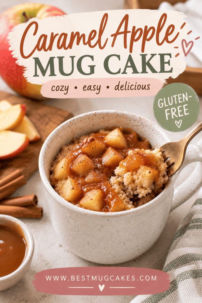 This easy Caramel Apple Mug Cake is the perfect cozy fall dessert! Made with almond flour, warm cinnamon, sweet apples, and plenty of gooey caramel, this gluten-free mug cake comes together in just minutes in the microwave. Perfect when you’re craving apple dessert without baking a whole cake!